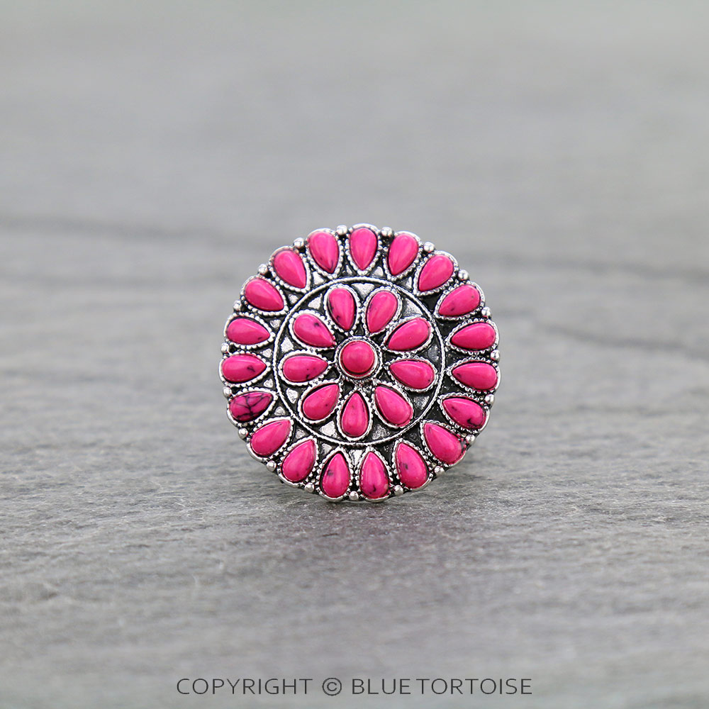Western Concho Stone Stretch Ring