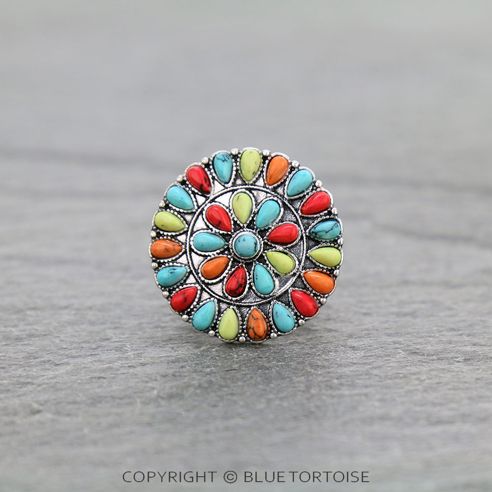 Western Concho Stone Stretch Ring