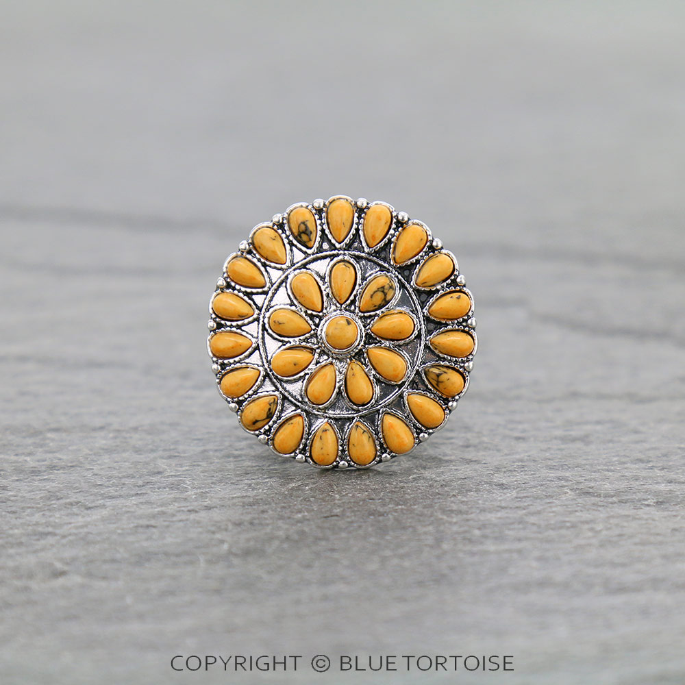 Western Concho Stone Stretch Ring