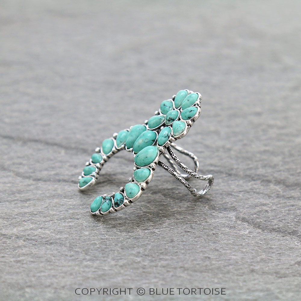 Western Squash Blossom Stone Adjustable Ring - Image 2