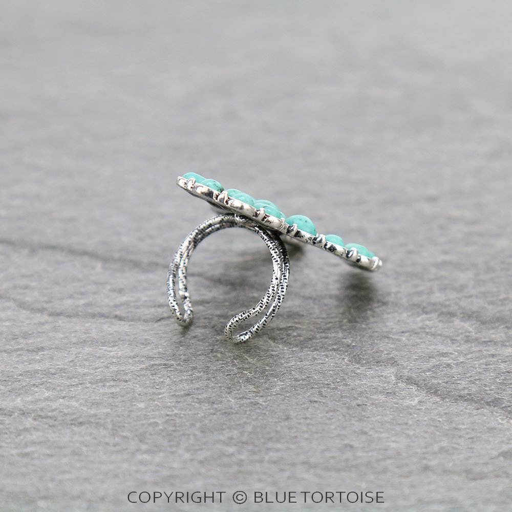 Western Squash Blossom Stone Adjustable Ring - Image 3