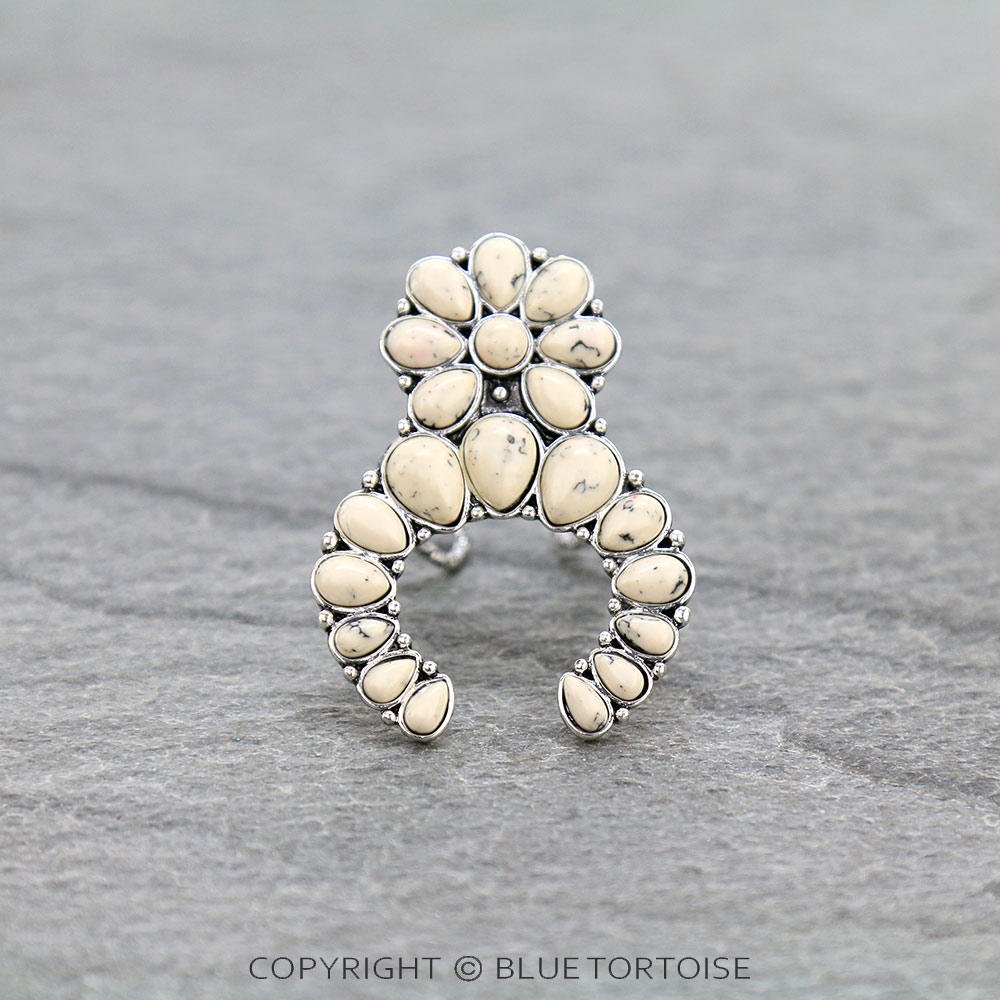 Western Squash Blossom Stone Adjustable Ring