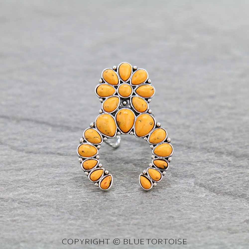 Western Squash Blossom Stone Adjustable Ring