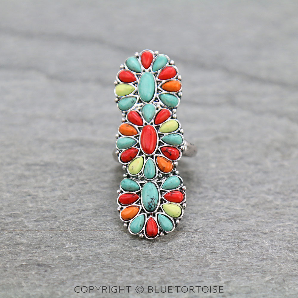 Western Concho Stone Stretch Ring