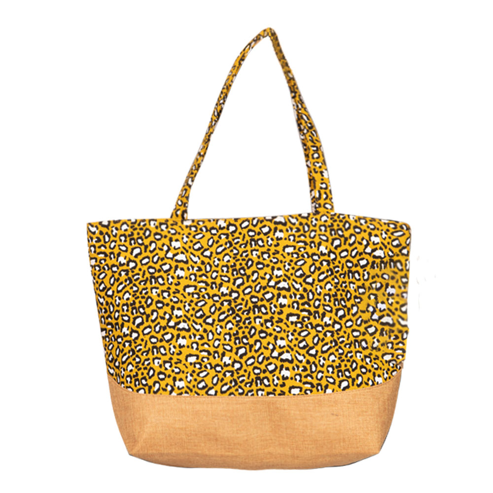 Leopard Print Jute Tote Bag