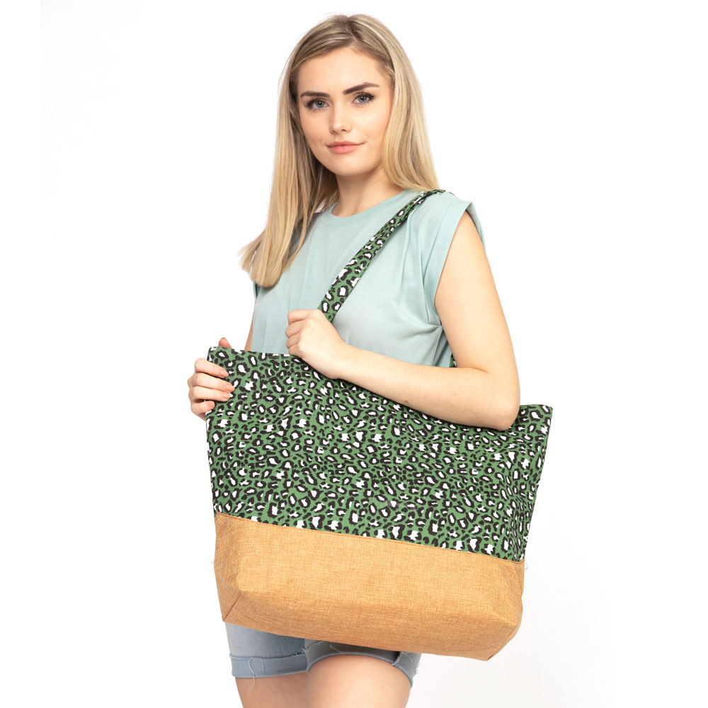 Leopard Print Jute Tote Bag - Image 2