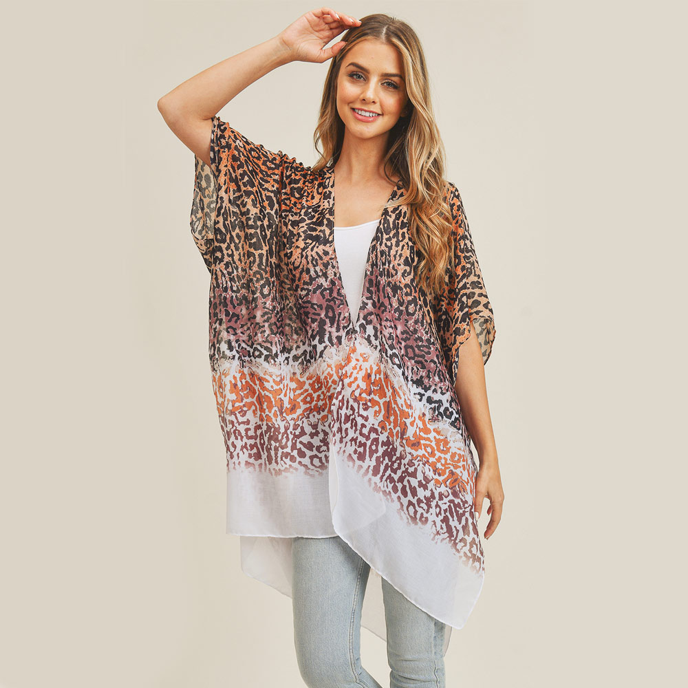 Multi Color Layered Leopard Kimono