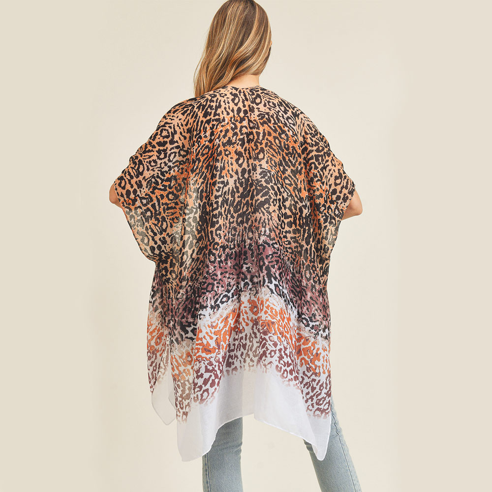 Multi Color Layered Leopard Kimono - Image 2