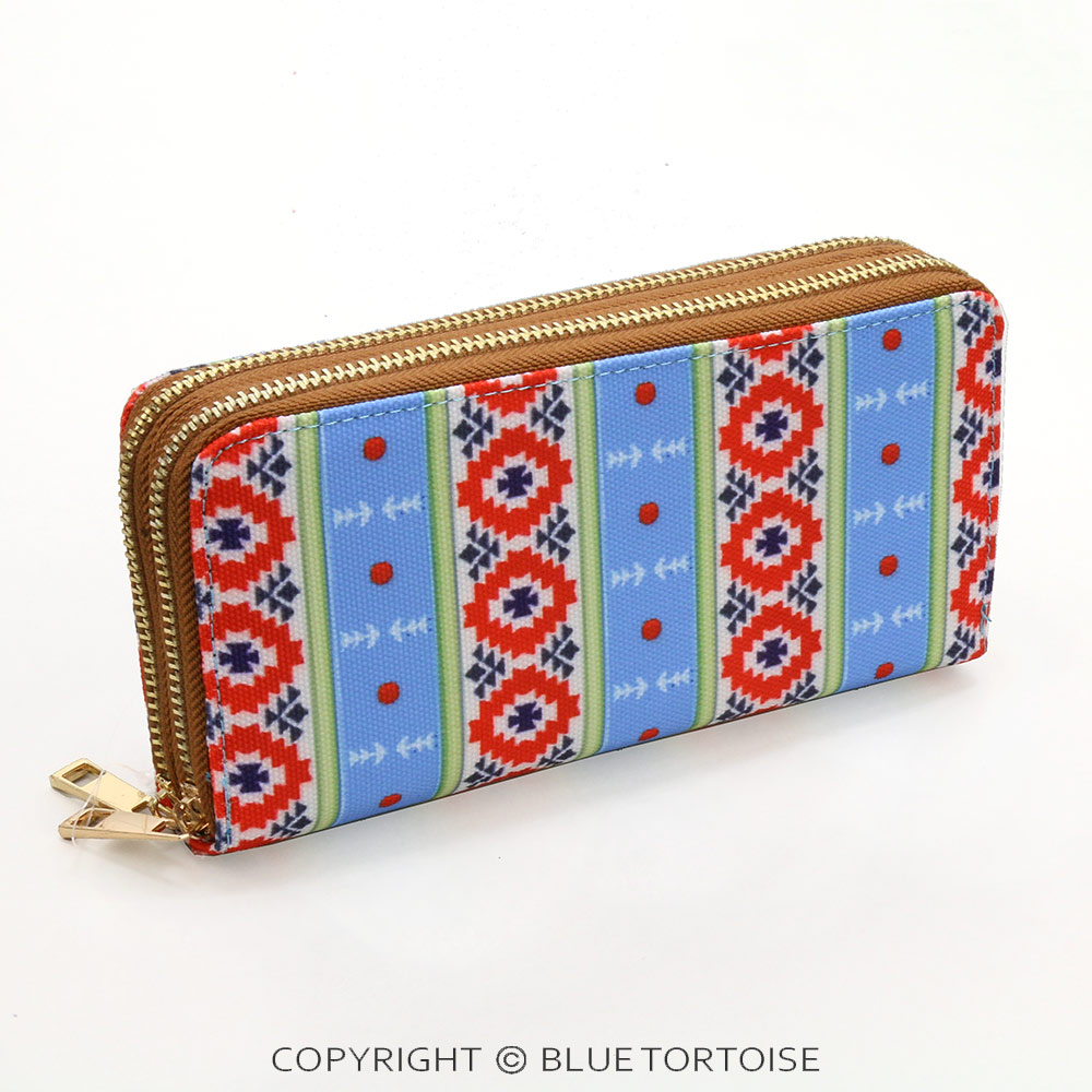 Aztec Printed Double Zip Wallet