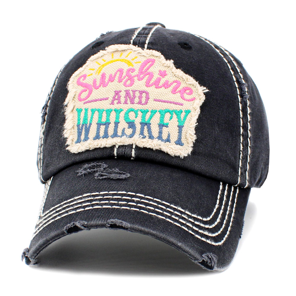 "Sunshine and Whiskey" Washed Vintage Ballcap - Image 2