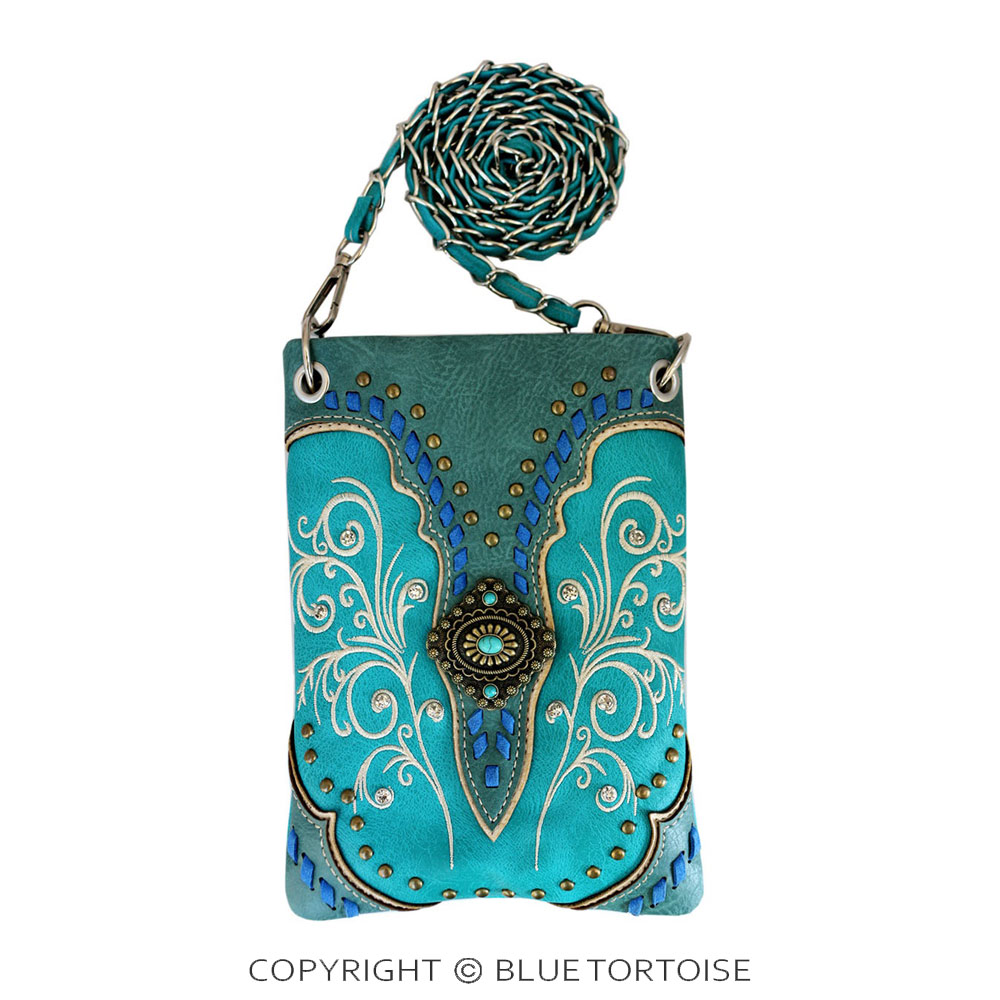 Swirly Vines Embroidery Faux Leather Cross Body Bag
