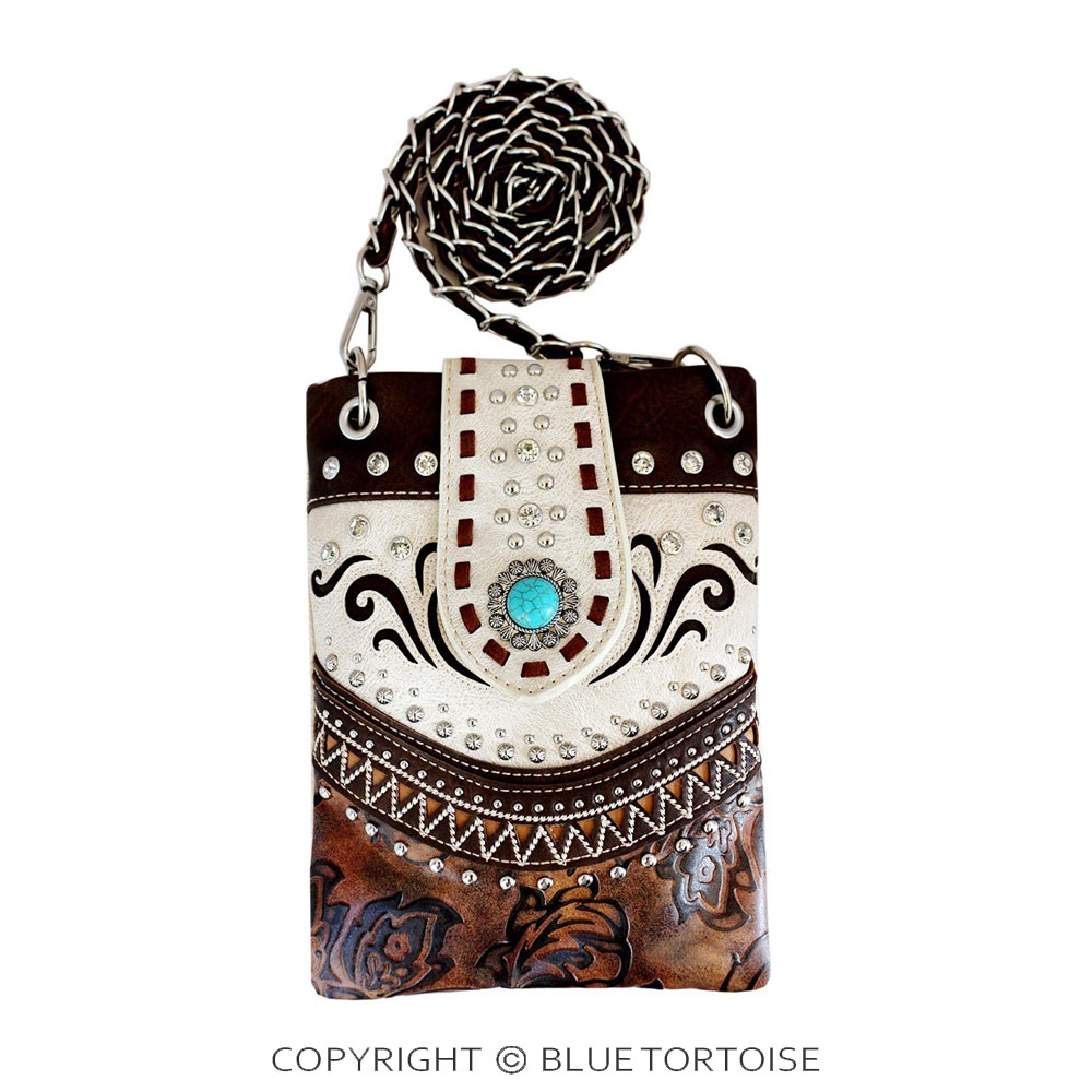 Western Turquoise Accent with Faux Leather Crossbody Bag