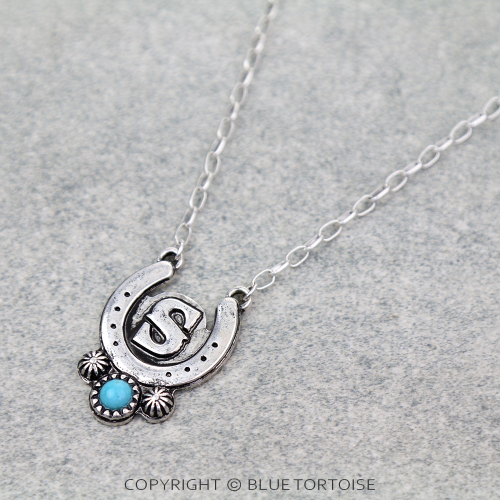 Western Horse Groove Initial Necklace Set - Image 3