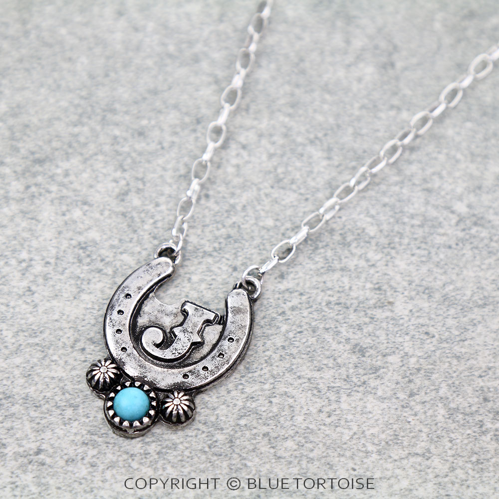 Western Horse Groove Initial Necklace Set - Image 3