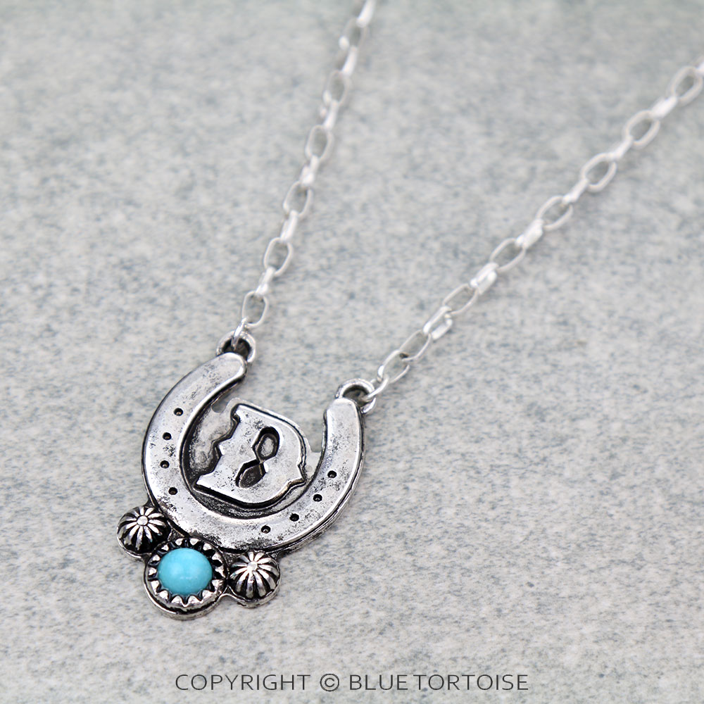 Western Horse Groove Initial Necklace Set - Image 3