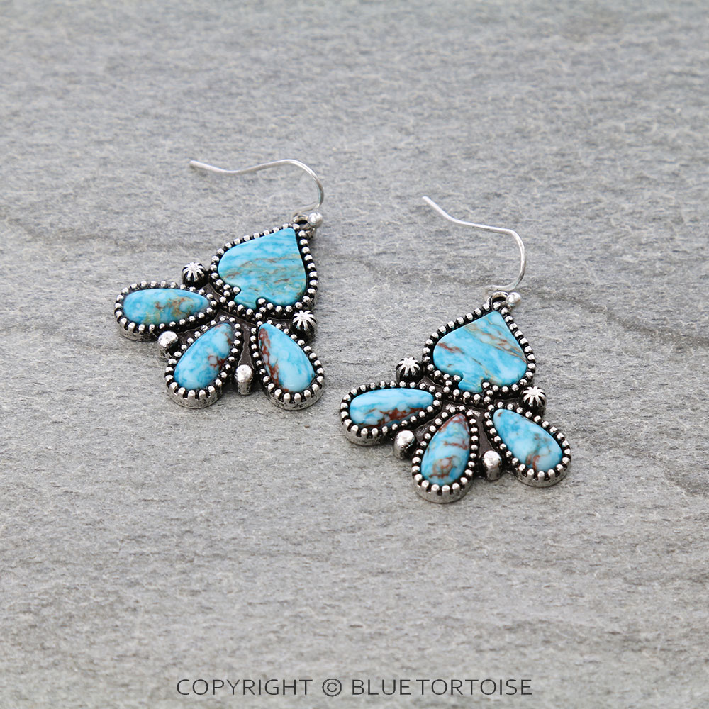 Western Spade Hand Stone Dangle Earrings