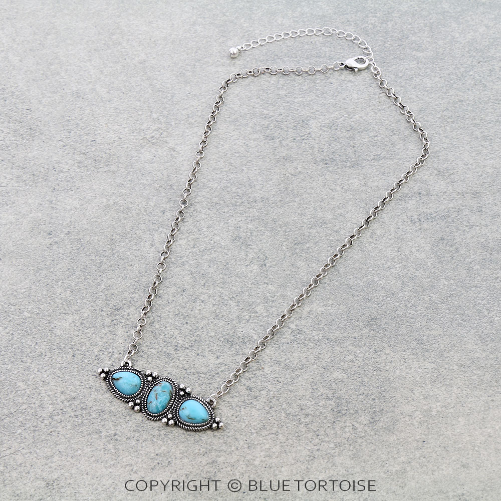 Wester Bar Semi Stone Necklace