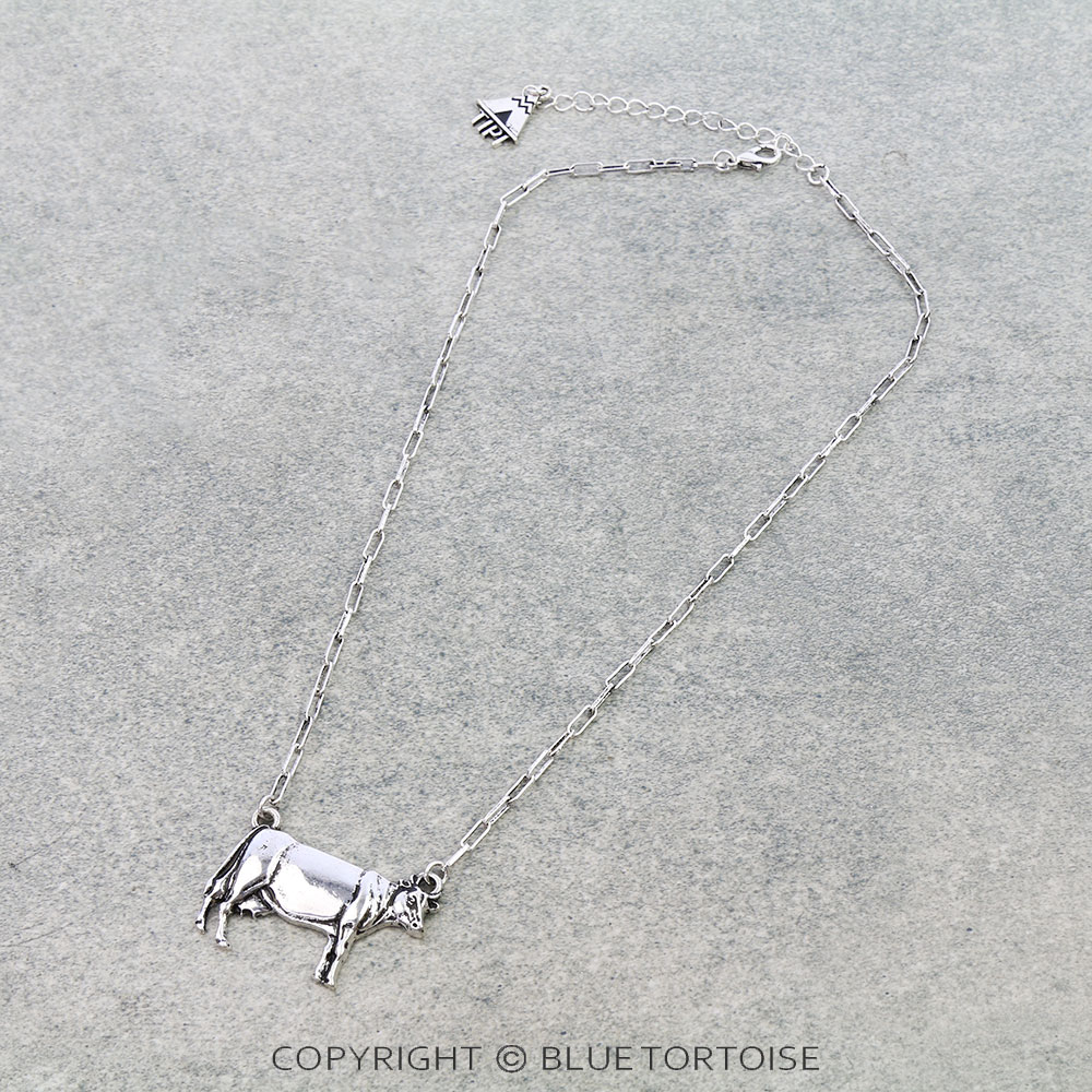 Western Small Cow Metal Necklace
