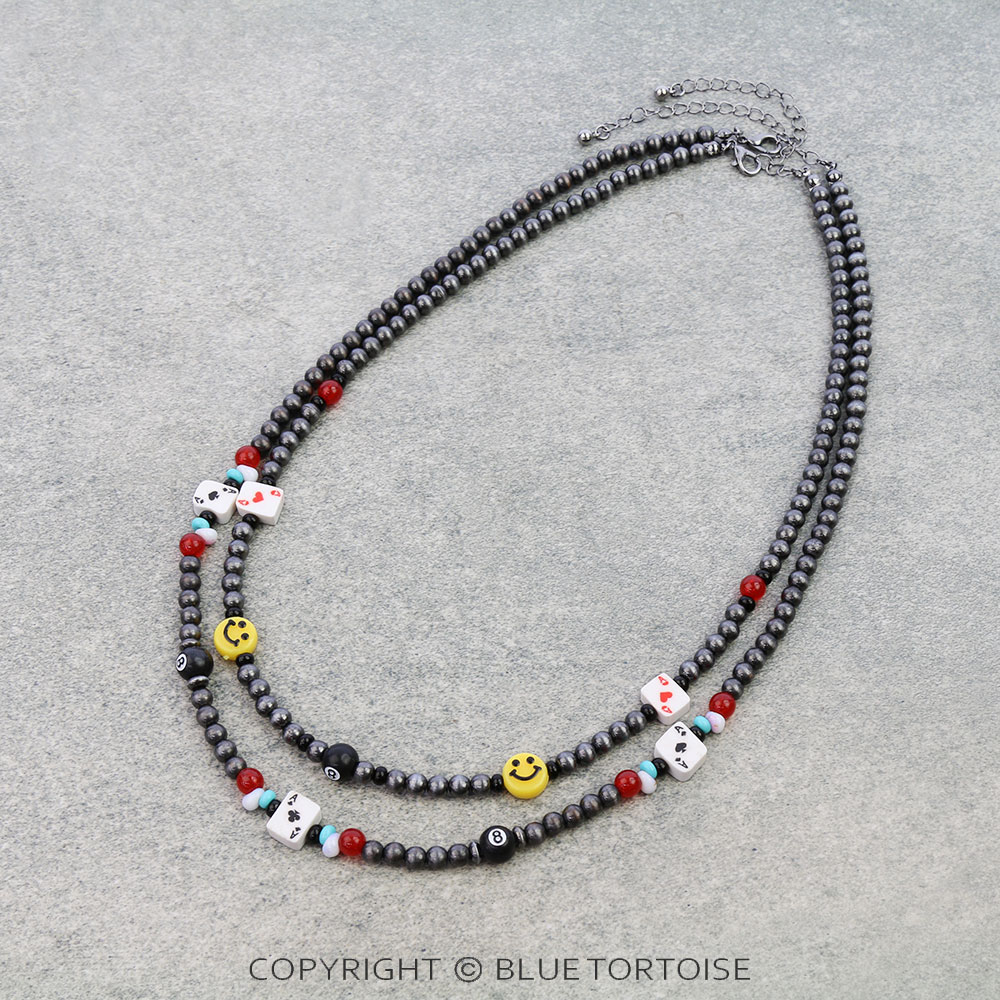 2 Layered Navajo Style Pearl & Fun Bead Necklace