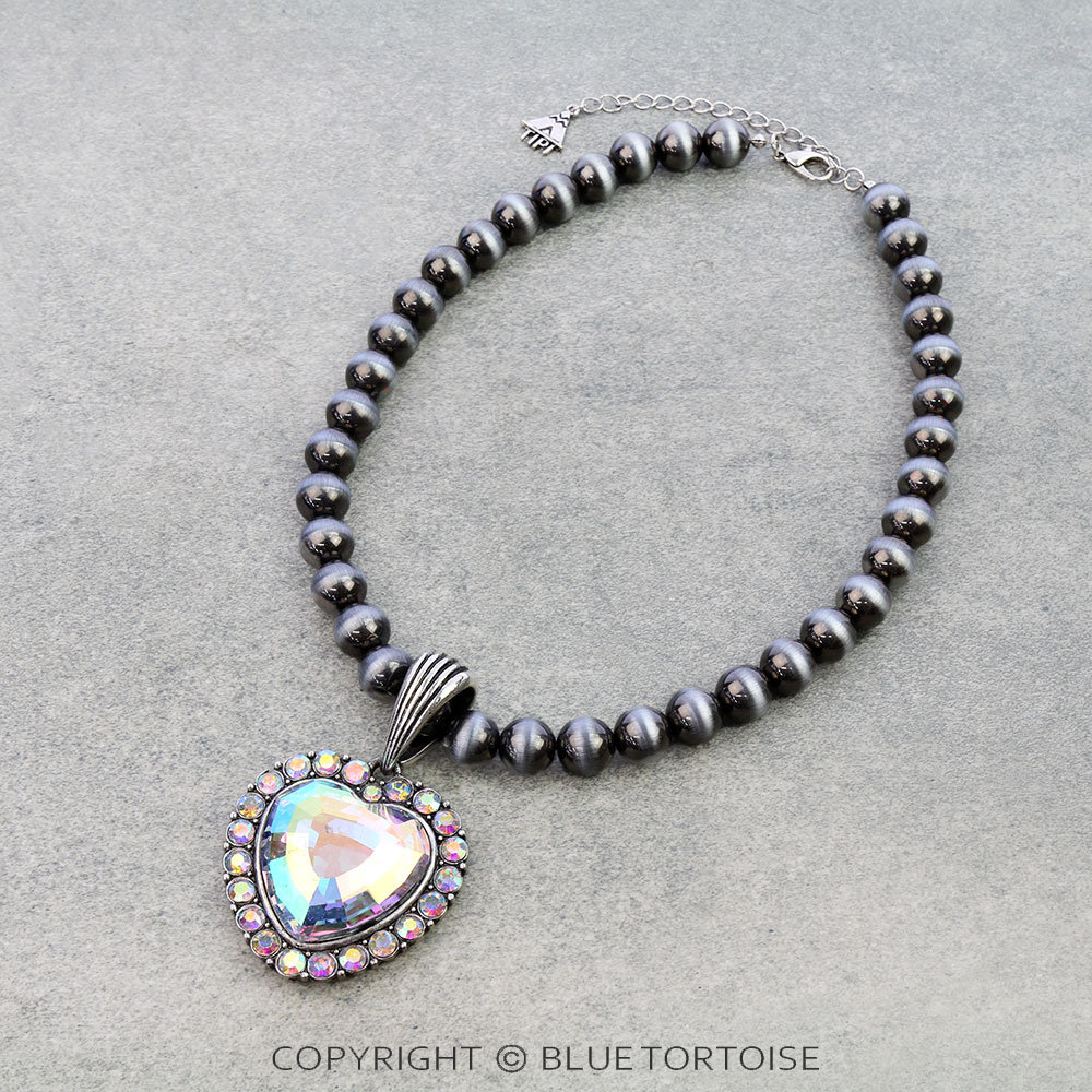 Western Heart Stone Pendant Necklace