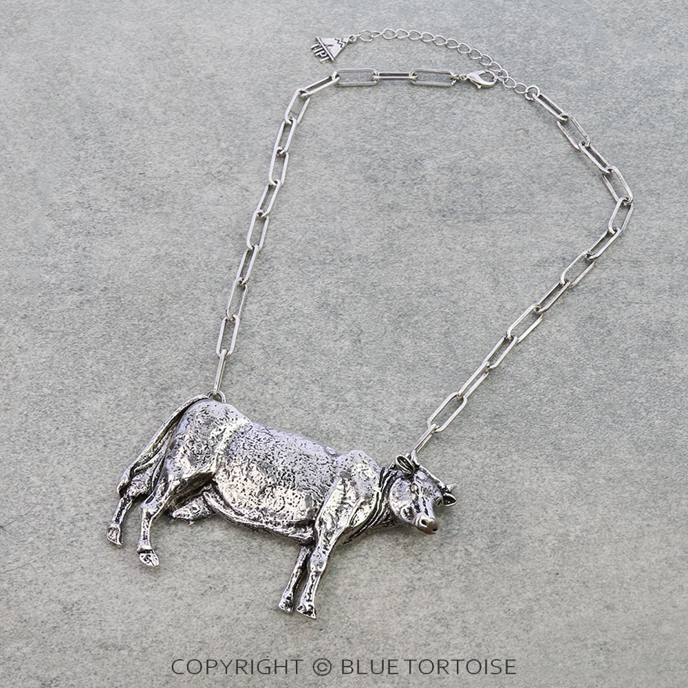 Western Cow Metal Necklace