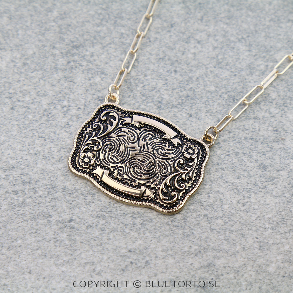 Western Belt Buckle Necklace