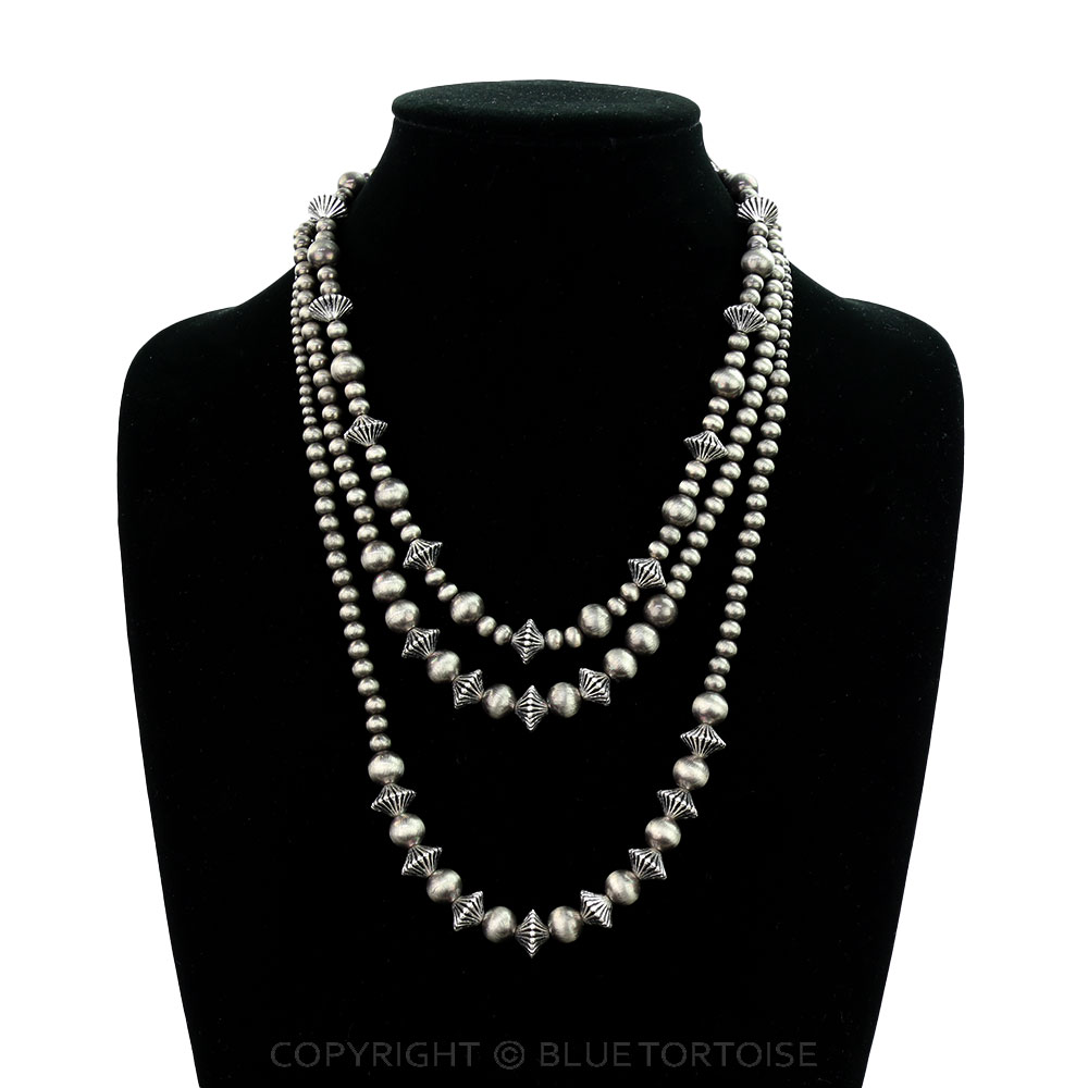 3 Layered Navajo Style Pearl Necklace - Image 2