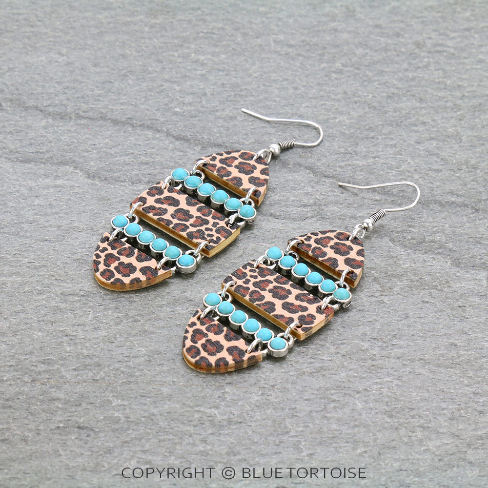 Serape Printed Wood Dangle Earrings