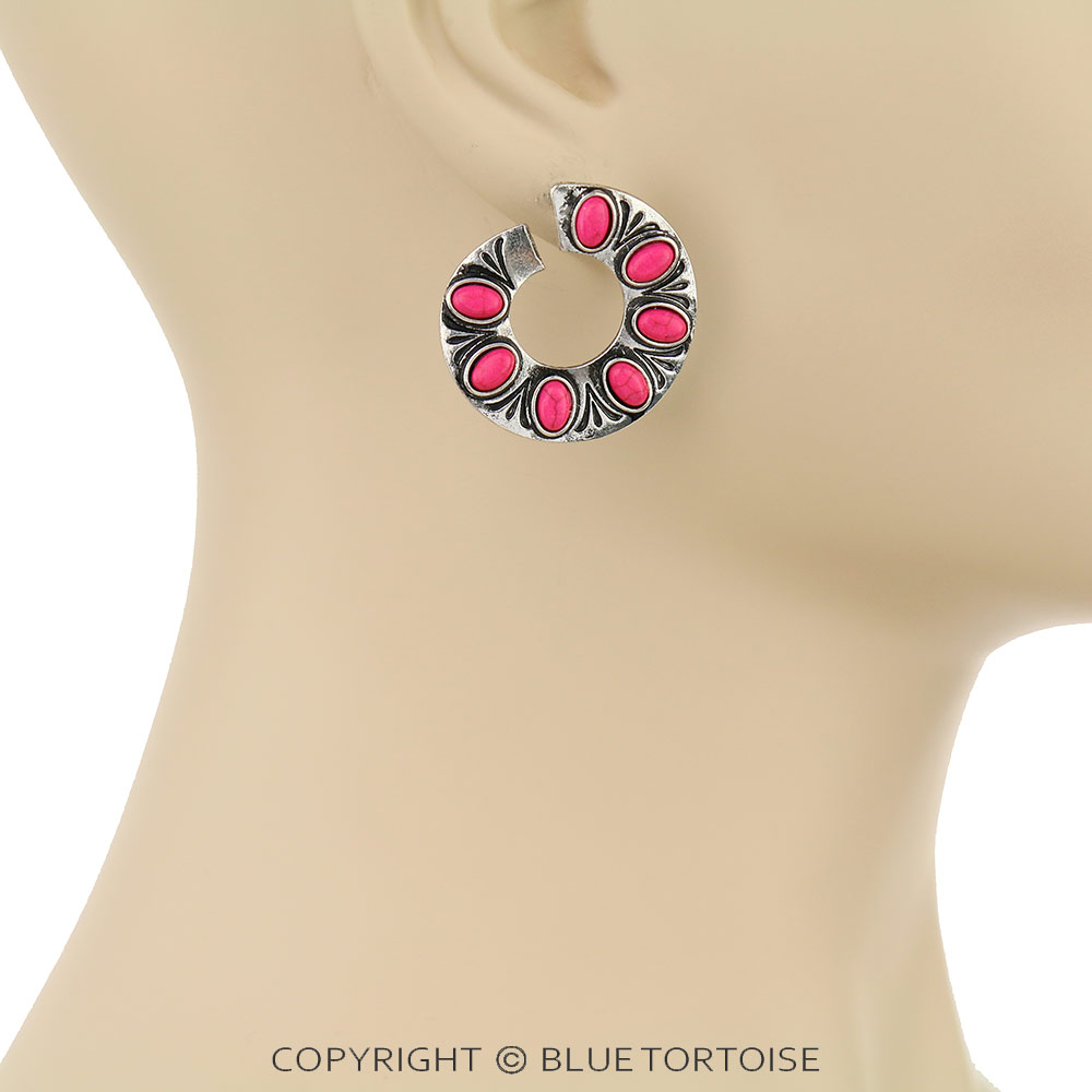 Western Texture Curved Stud Earrings - Image 2
