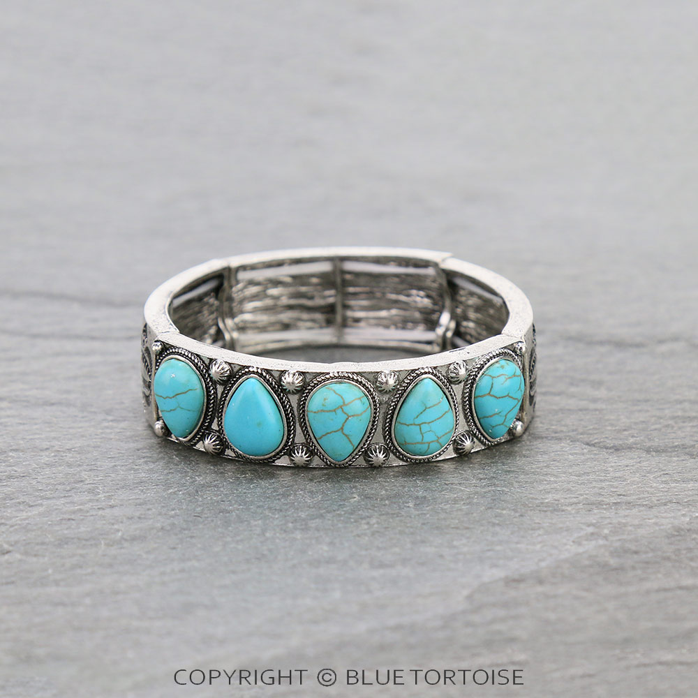 Western Teardrop Stone Stretch Bracelet