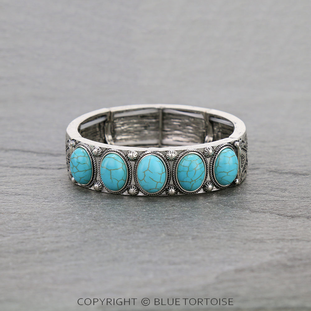 Western Oval Stone Stretch Bracelet