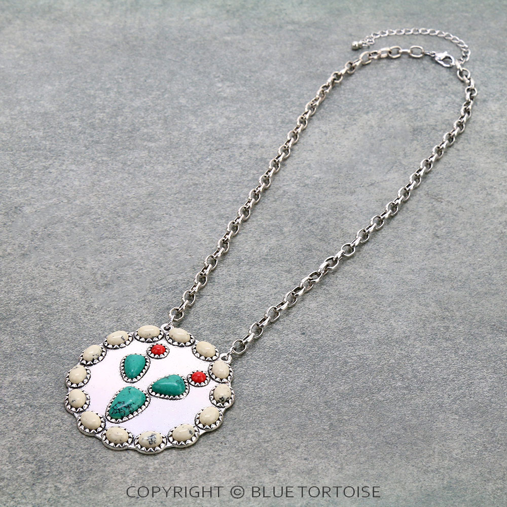 Western Cactus Pendant Chain Necklace