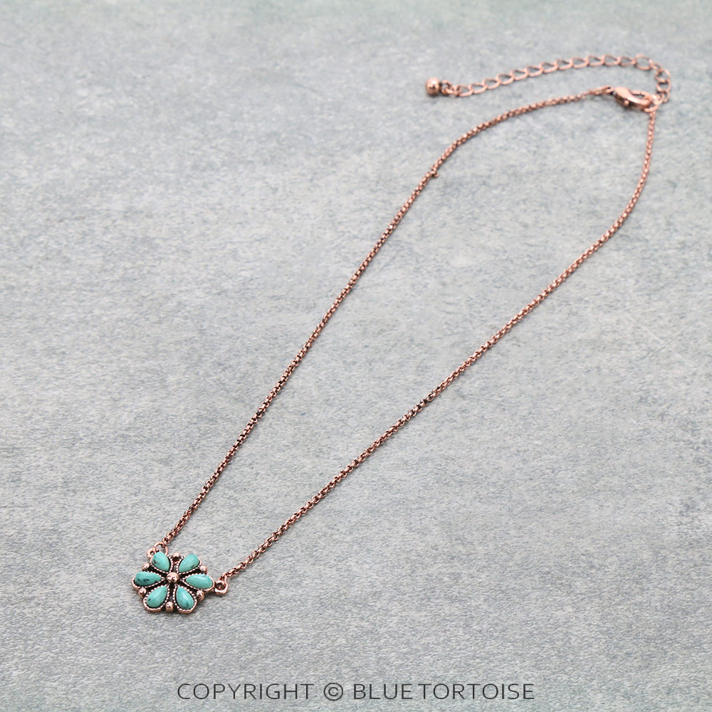 Western Concho Pendant Chain Necklace