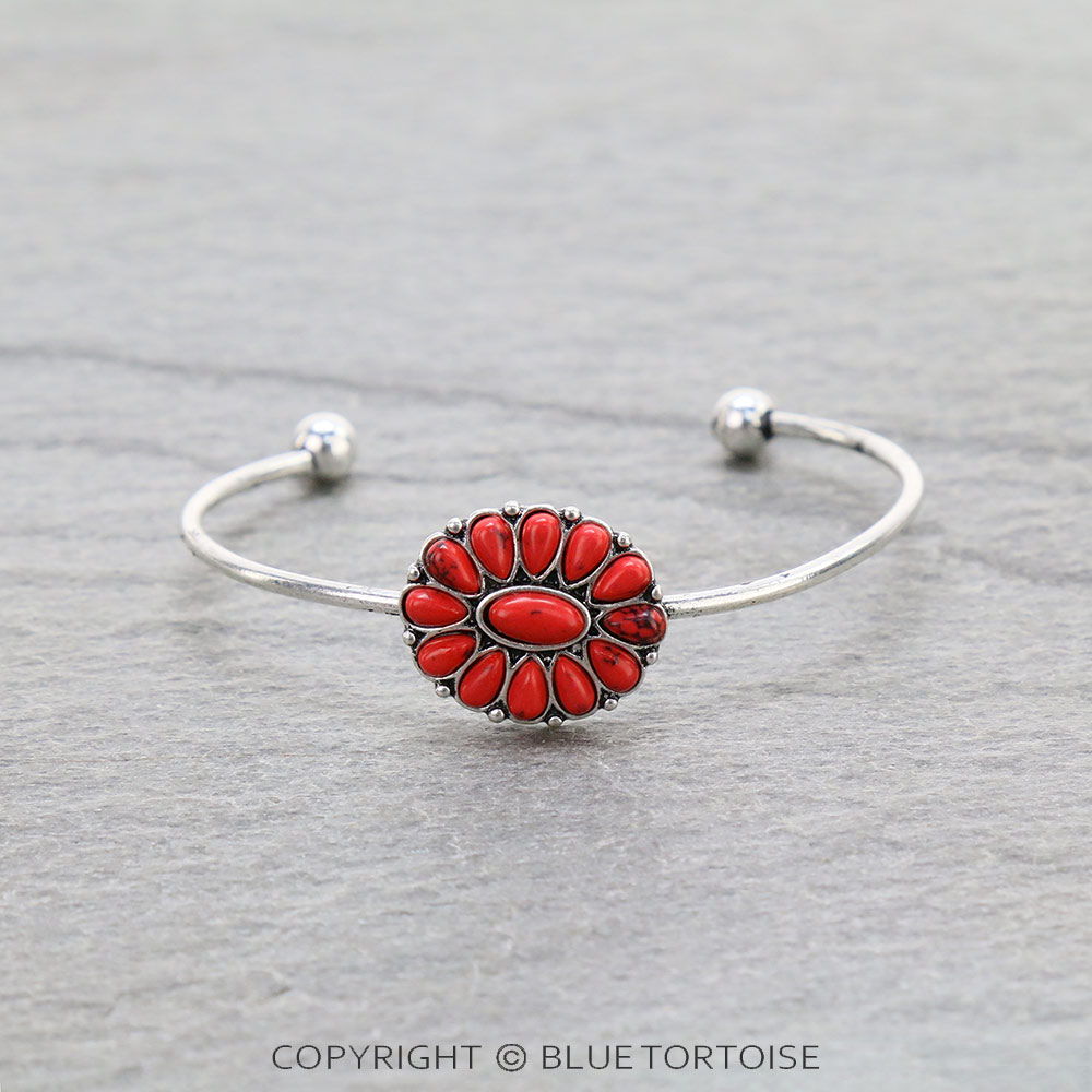 Western Concho Stone Cuff Bracelet