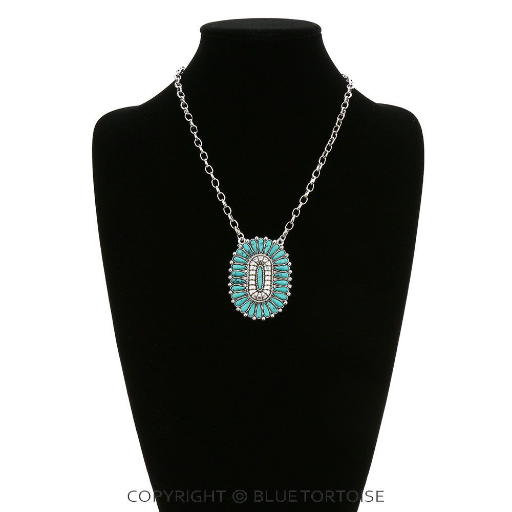 Western Concho Pendant Chain Necklace - Image 2