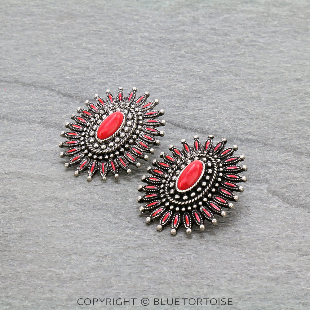Western Concho Cluster Stud Earrings