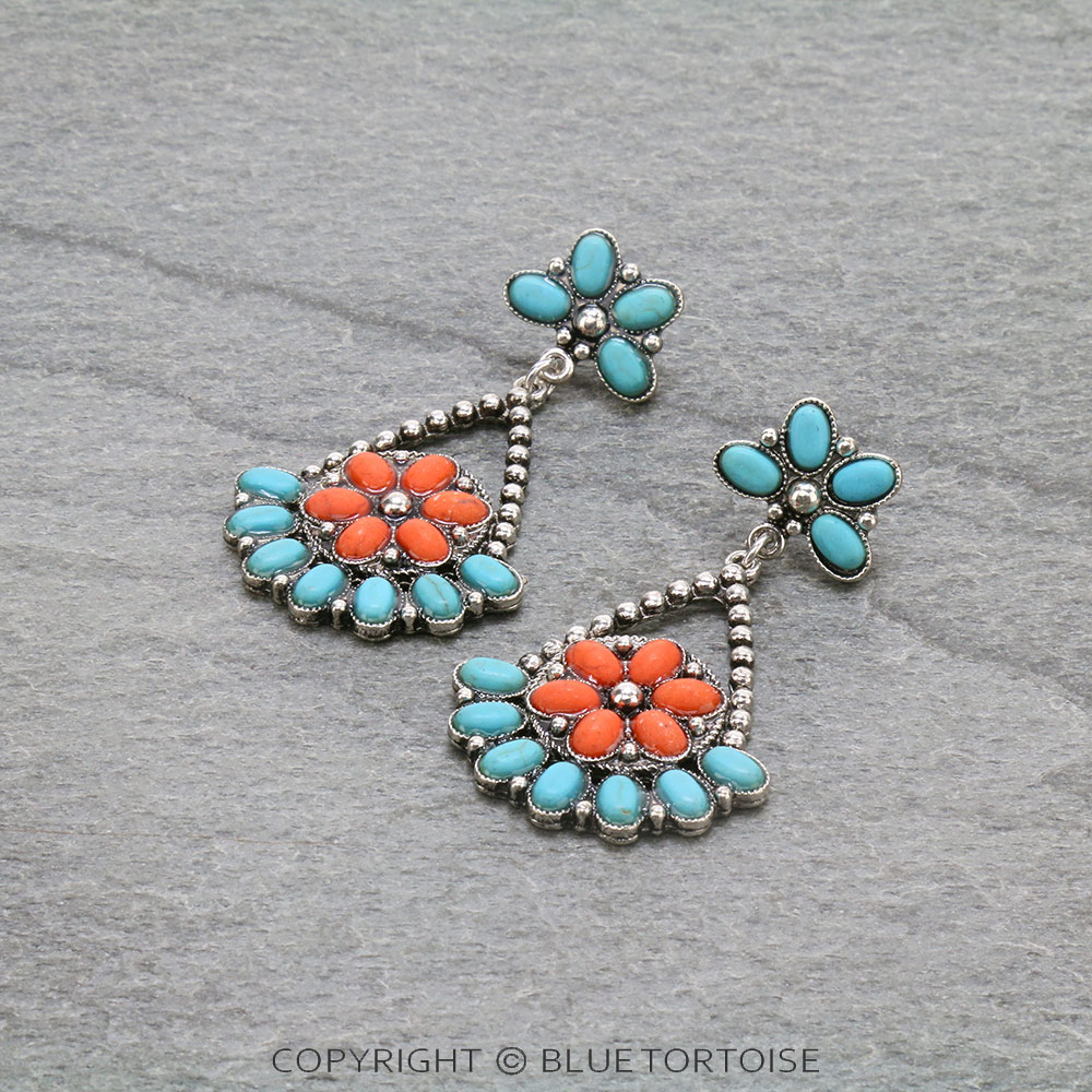 Western Teardrop Stone Stud Earrings