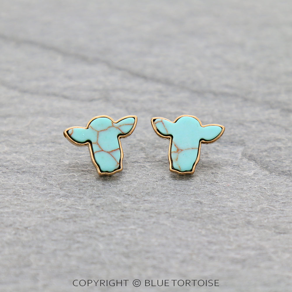 Cow Stone Stud Earrings