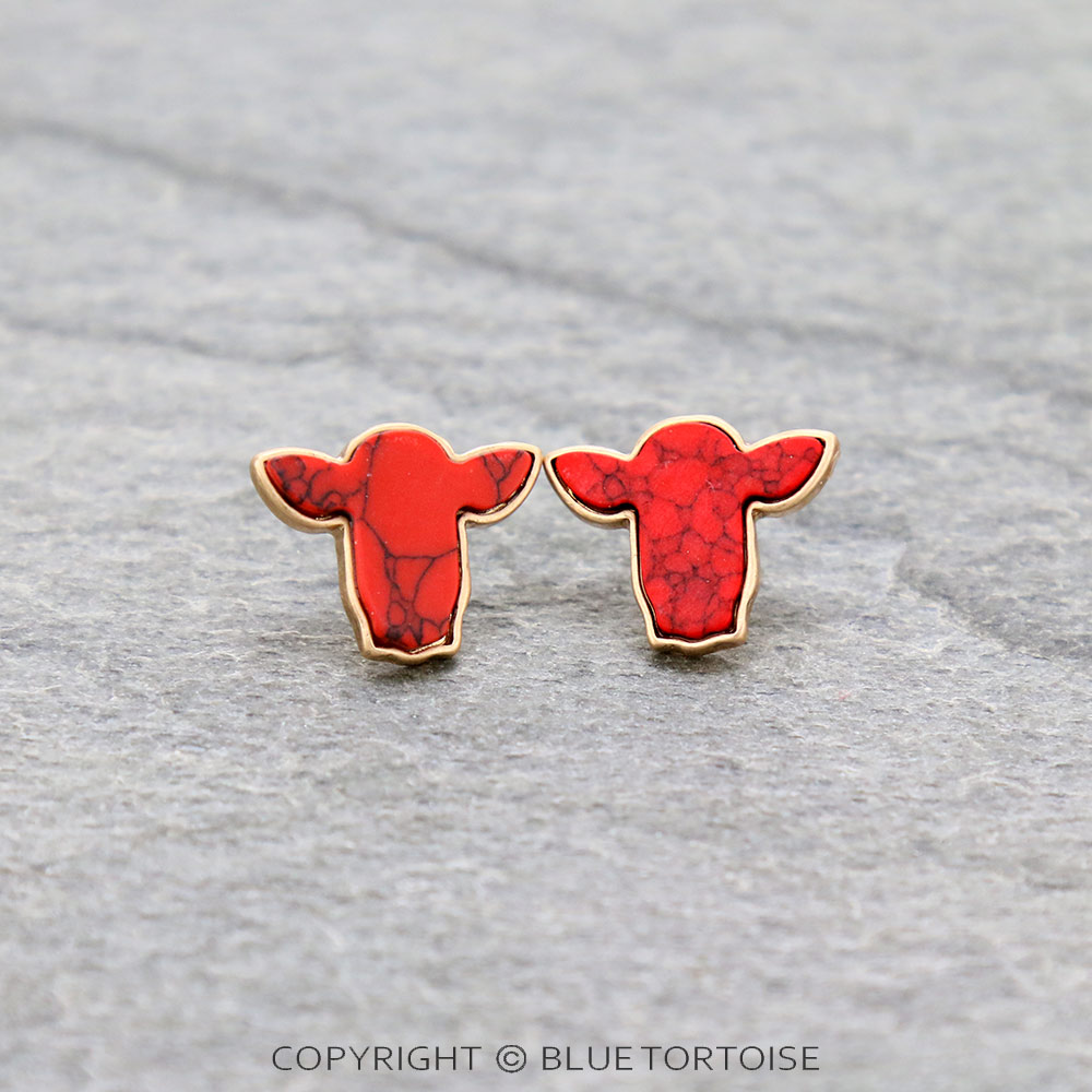 Cow Stone Stud Earrings