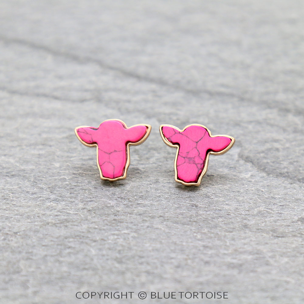 Cow Stone Stud Earrings