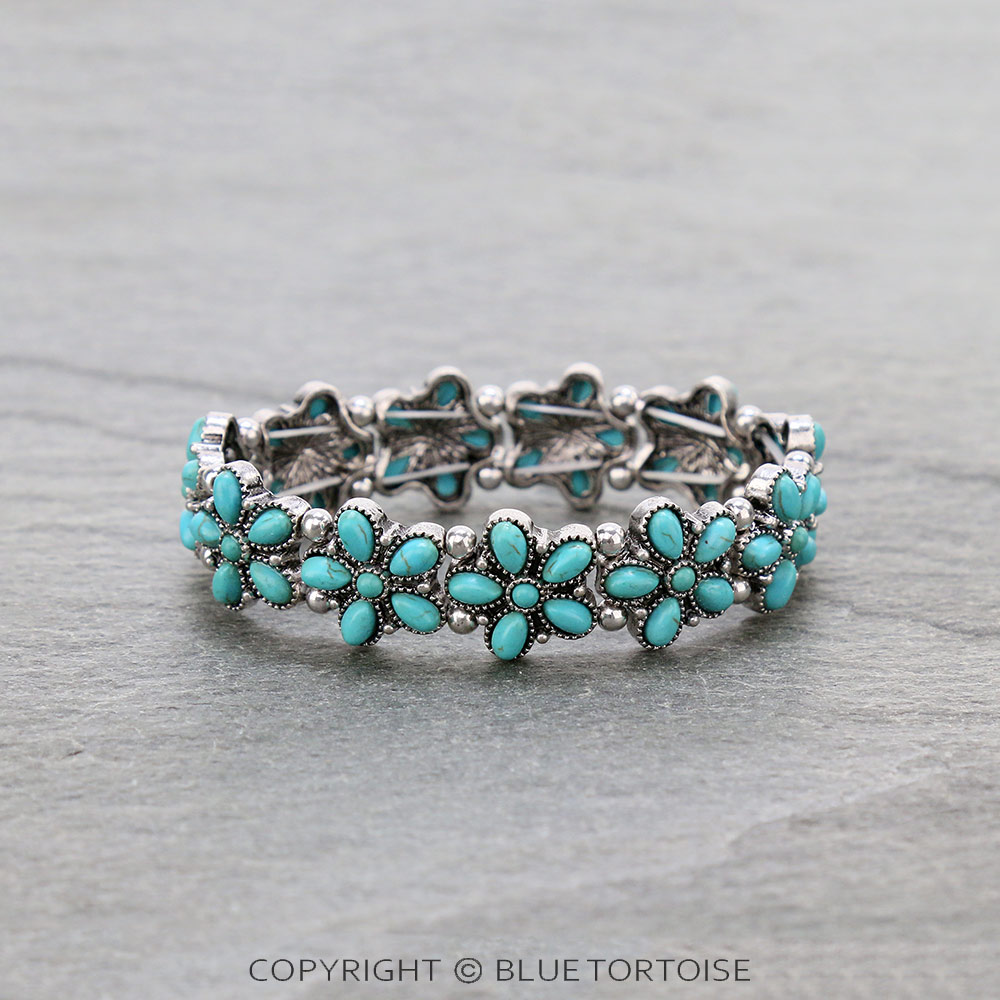 Western Flower Stone Stretch Bracelet