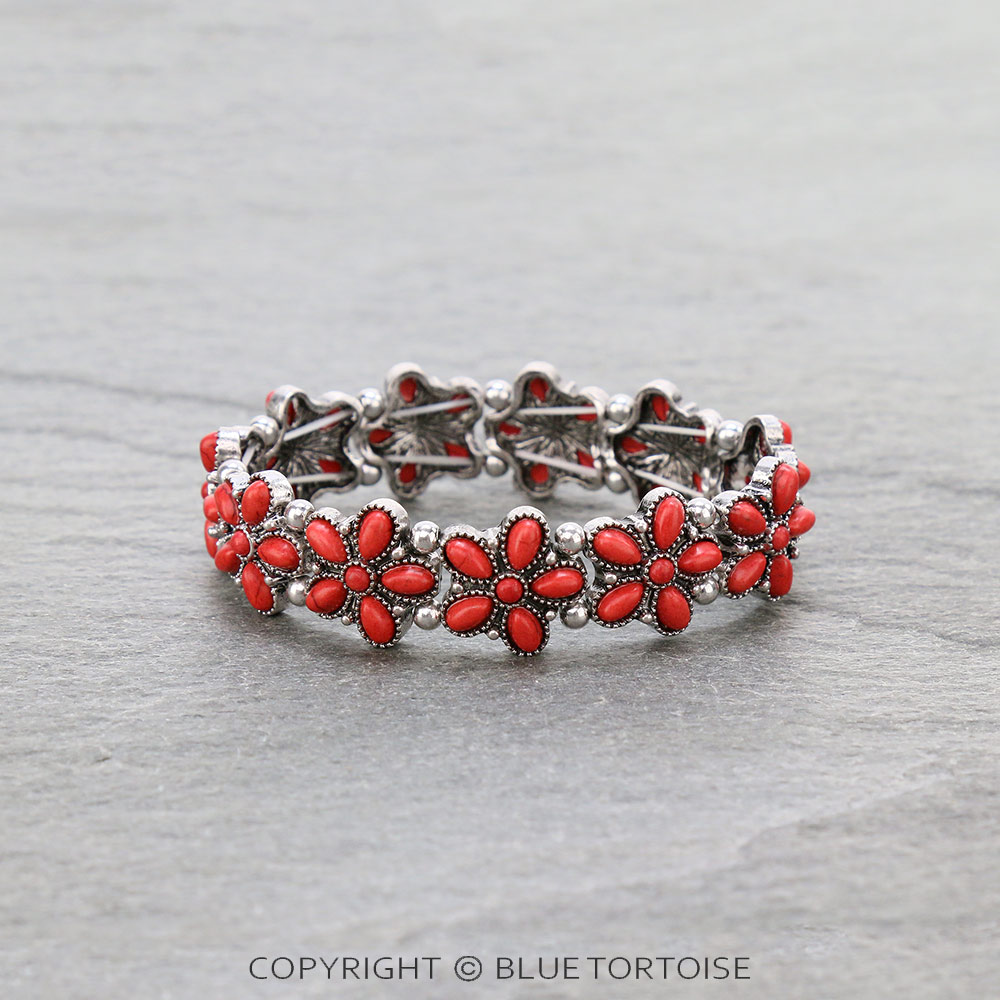 Western Flower Stone Stretch Bracelet