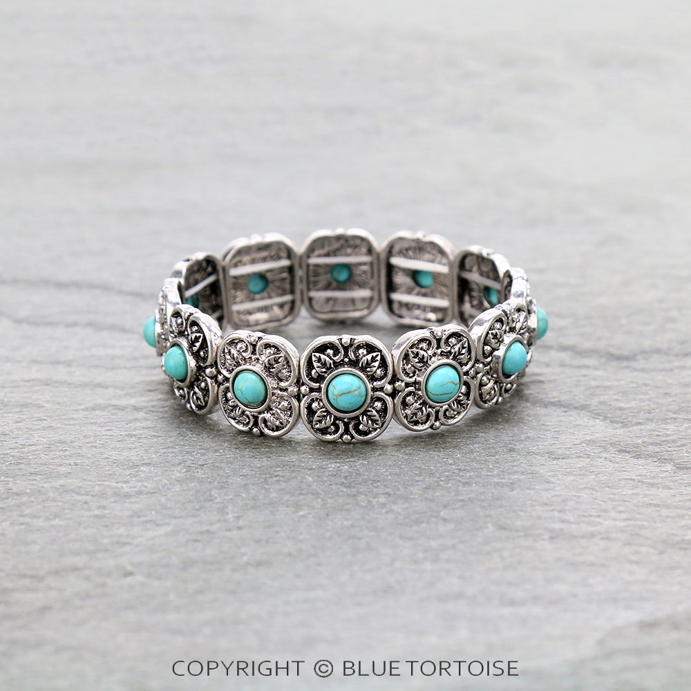 Western Flower Stone Stretch Bracelet