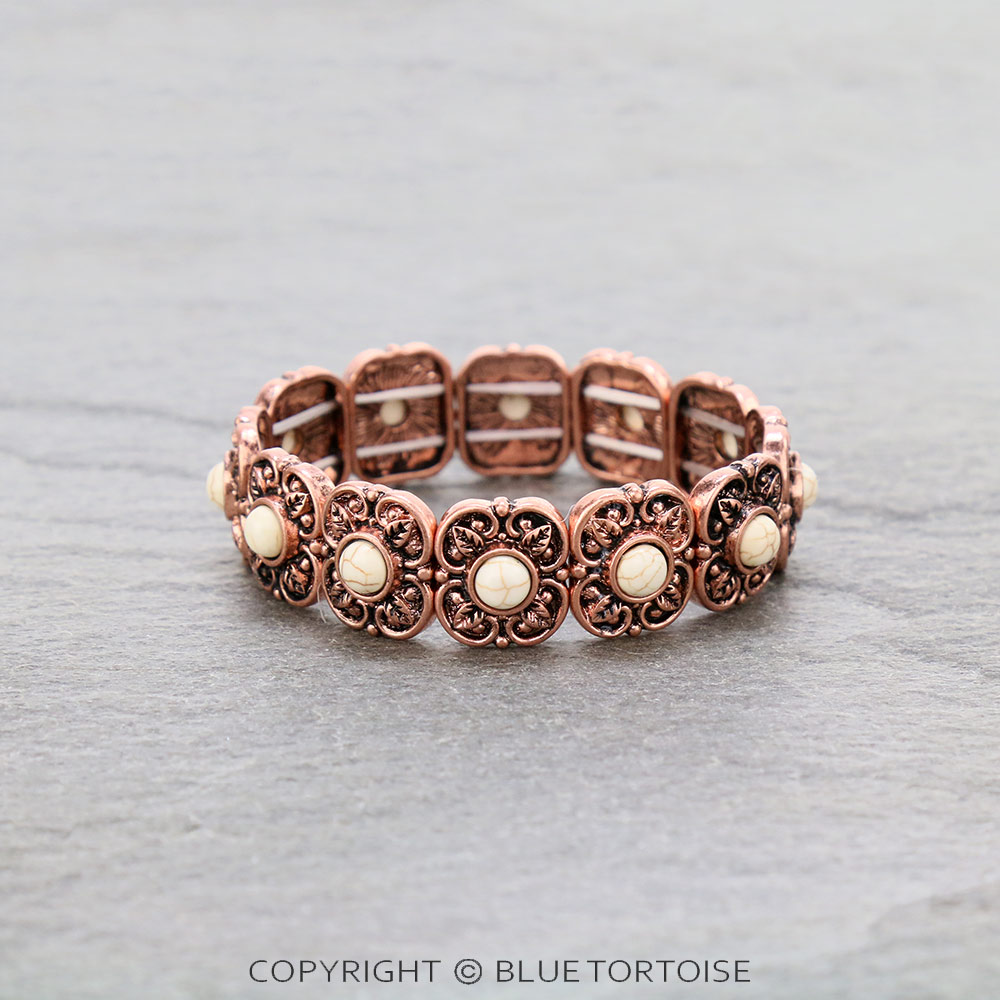 Western Flower Stone Stretch Bracelet