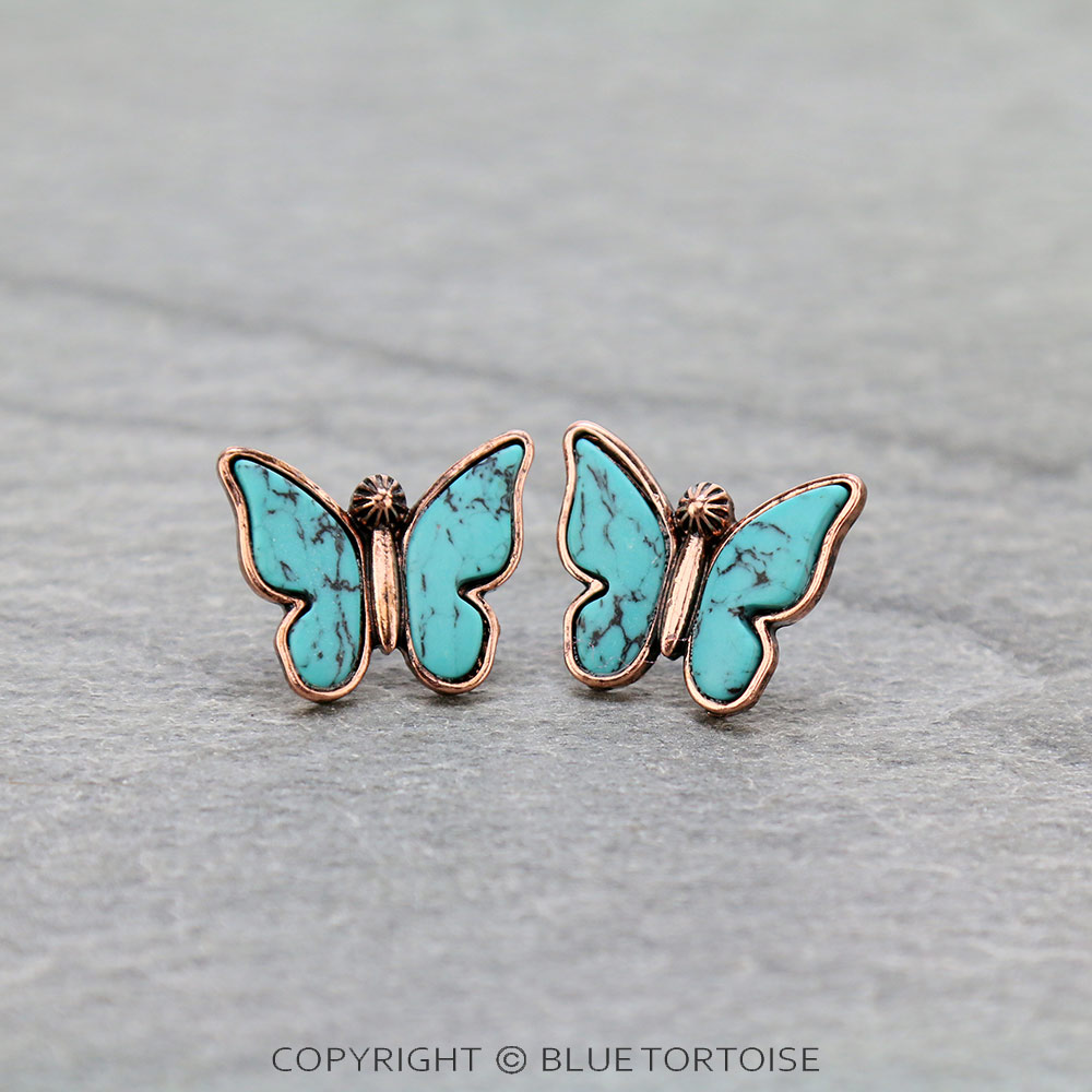 Butterfly Color Stone Stud Earrings
