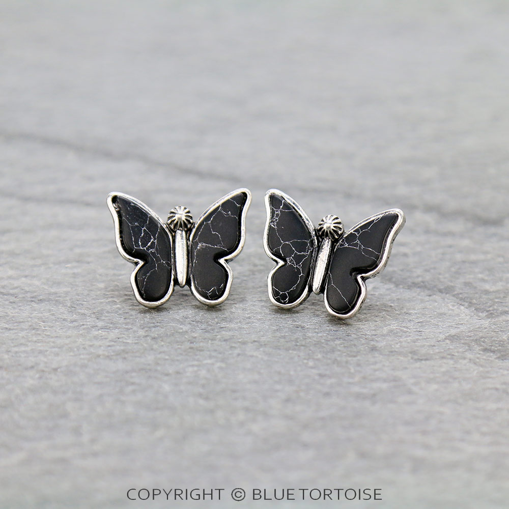 Butterfly Color Stone Stud Earrings