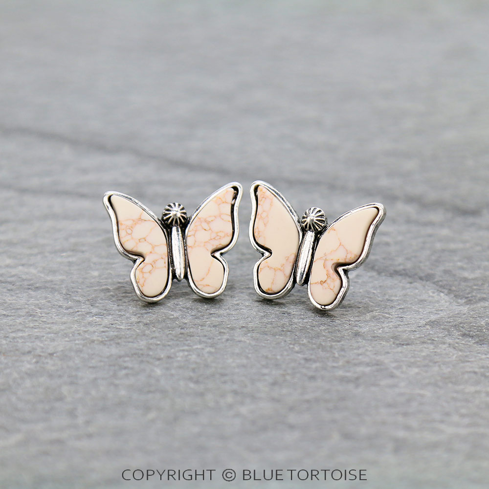 Butterfly Color Stone Stud Earrings
