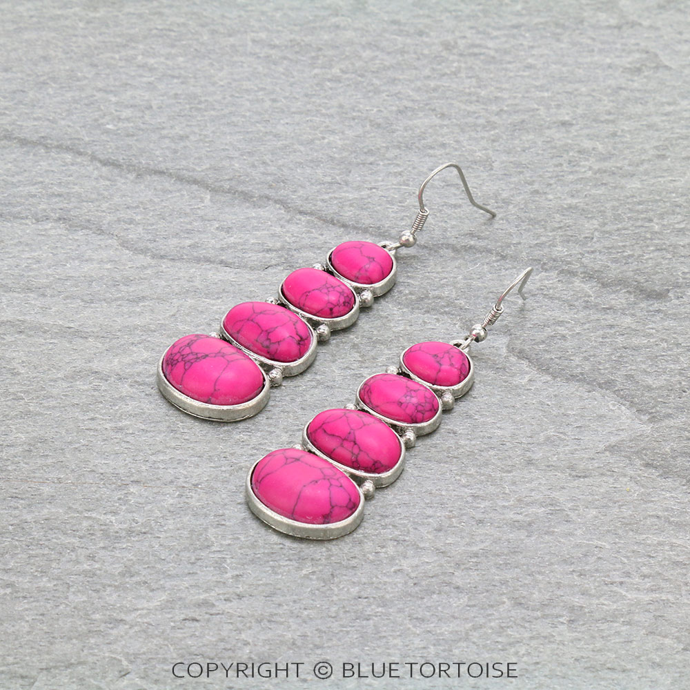 Western Stone Drop Dangle Earrings
