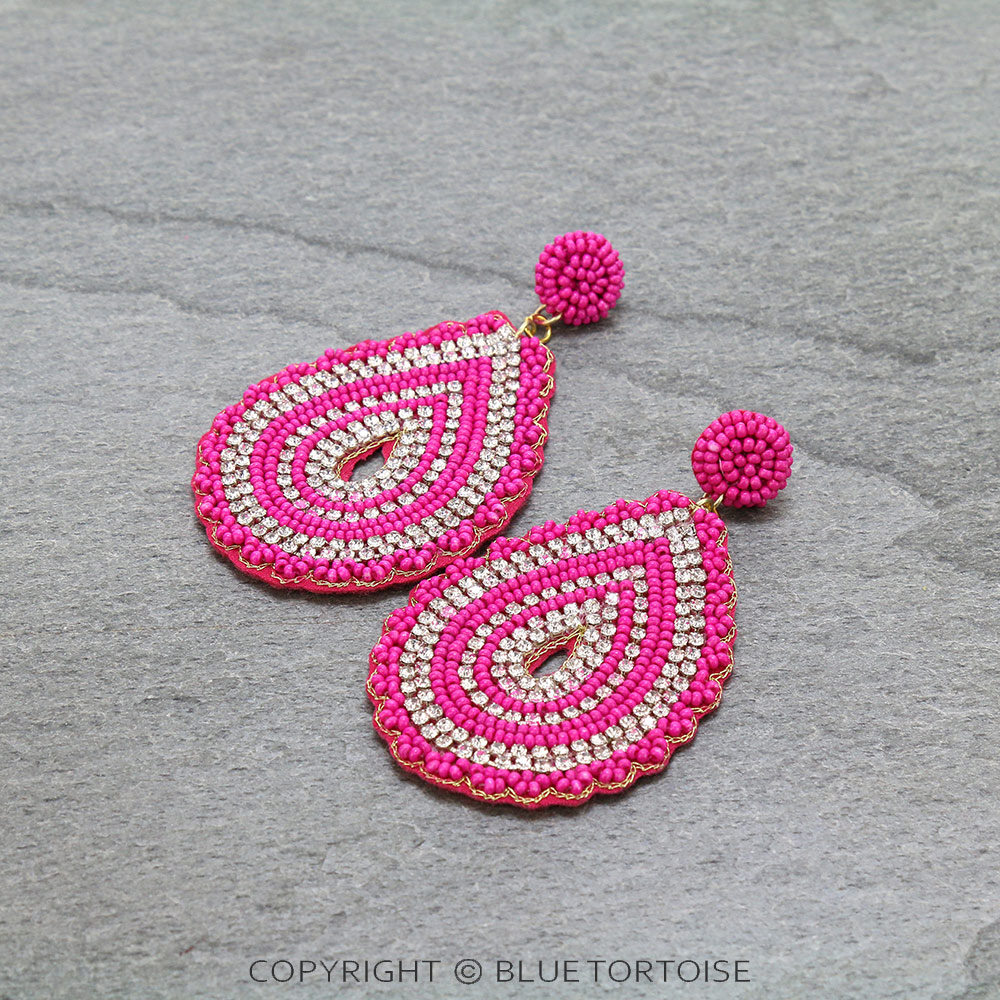 Seed Bead Teardrop Stud Earrings