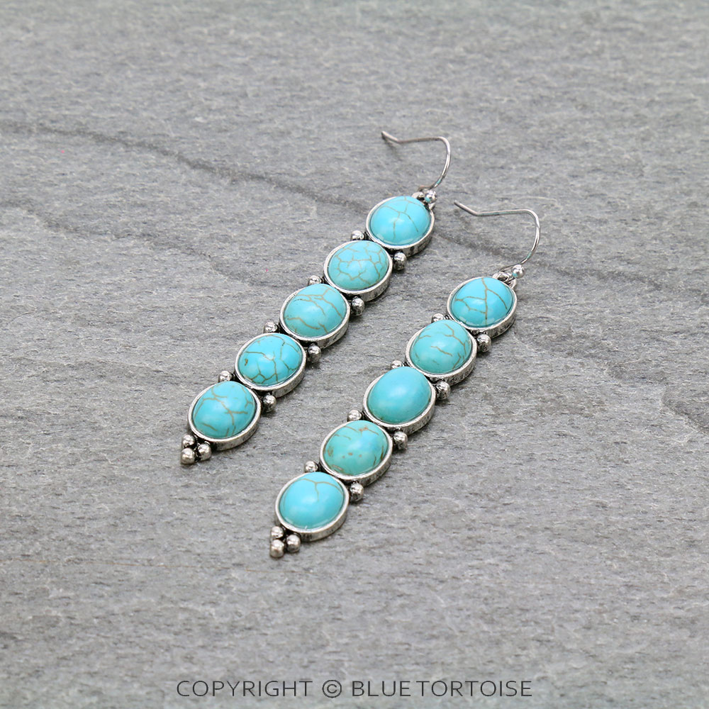 Western Bar Stone Dangle Earrings